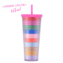 500ML Double Wall Capacity Studded Pinch Cup 22OZ Fashion Creative AS Straw Durian Plastic Cup