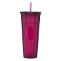 500ML Double Wall Capacity Studded Pinch Cup 22OZ Fashion Creative AS Straw Durian Plastic Cup