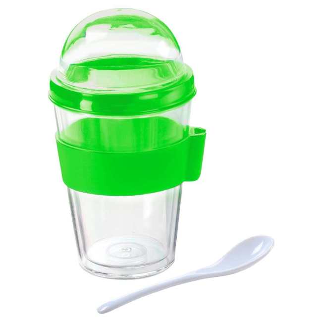 Eco-friendly 12OZ Salad Cup Double Wall Clear AS Milk Plastic Yogurt Cup With Spoon