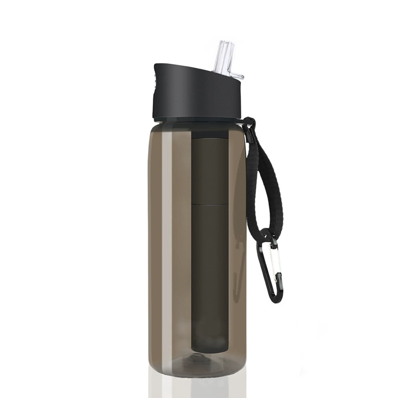 Eco Friendly Portable Outdoor Camping Survival Direct Plastic Top No Bpa Carbon Charcoal Alkaline Drinking Water Filter Bottle
