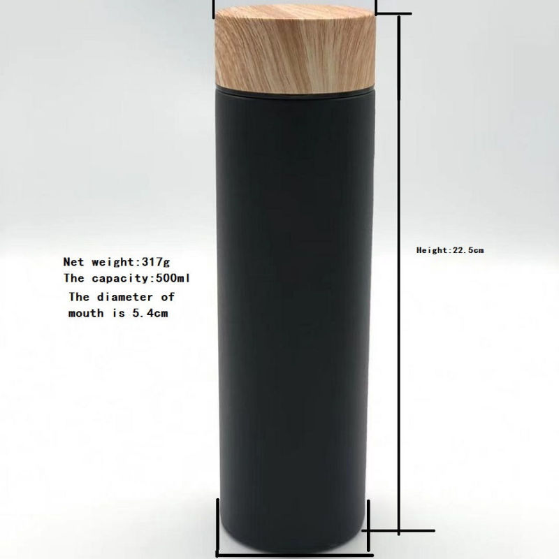 Eco Friendly Double Wall Stainless Steel Water Bottle With Wooden Lid 304 S/S With Wood Lid And Tea Filter