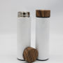 Eco Friendly Double Wall Stainless Steel Water Bottle With Wooden Lid 304 S/S With Wood Lid And Tea Filter