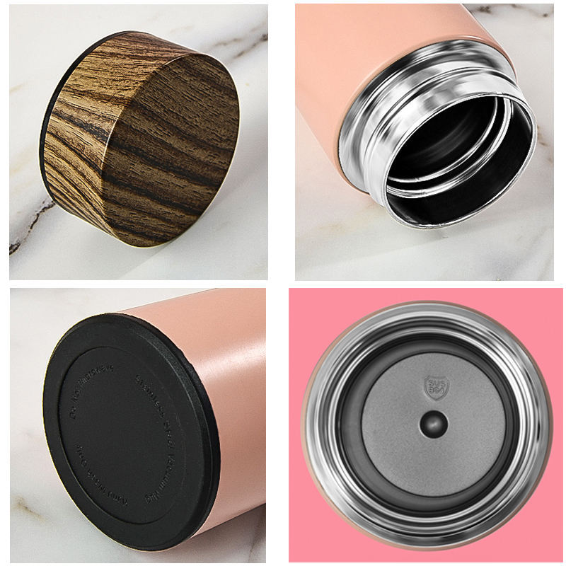 Eco Friendly Double Wall Stainless Steel Water Bottle With Wooden Lid 304 S/S With Wood Lid And Tea Filter