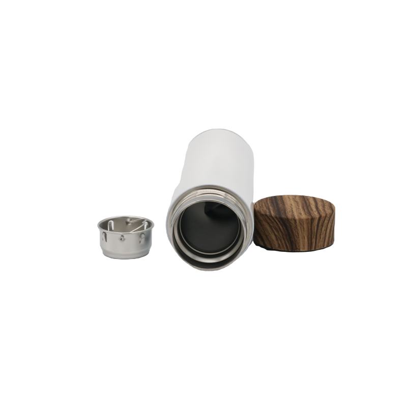 Eco Friendly Double Wall Stainless Steel Water Bottle With Wooden Lid 304 S/S With Wood Lid And Tea Filter