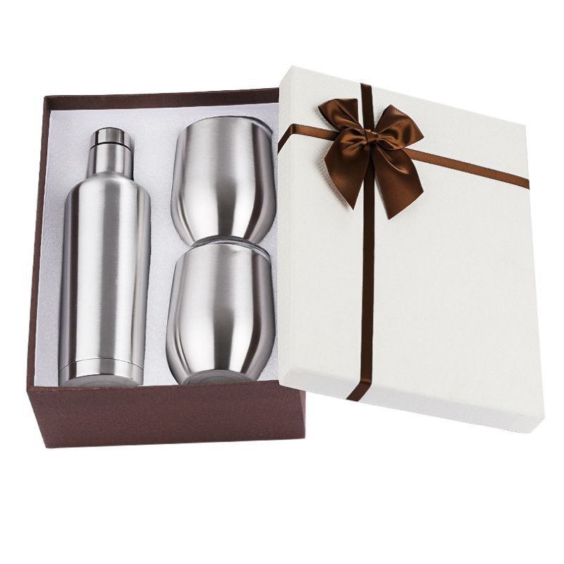 Thermos Set Luxury Gifts 500ml Double Wall Stainless Steel Vacuum Thermos With Two Cup Insulated Water Bottle