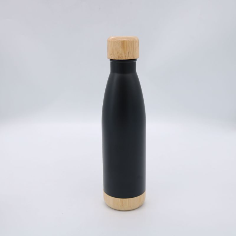 New design cork base bamboo base series double vacuum stainless steel environmental insulation water cup