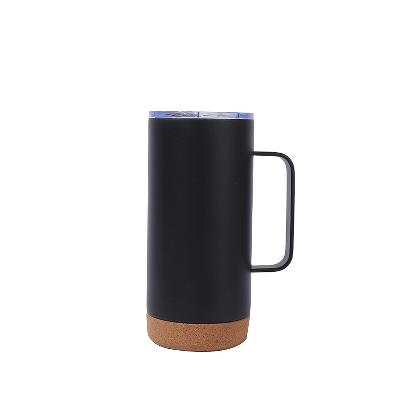 New design cork base bamboo base series double vacuum stainless steel environmental insulation water cup