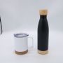New design cork base bamboo base series double vacuum stainless steel environmental insulation water cup