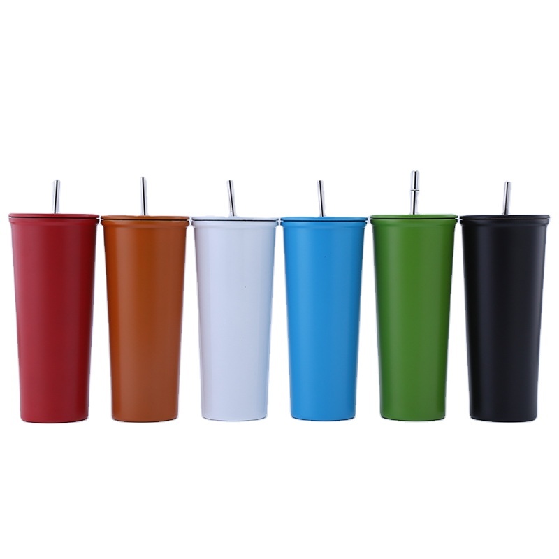 Custom 304 Stainless Steel Vacuum Insulation Outdoor Coffee cup Leisure Tumbler Cup with Straw