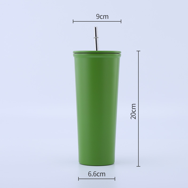 Custom 304 Stainless Steel Vacuum Insulation Outdoor Coffee cup Leisure Tumbler Cup with Straw