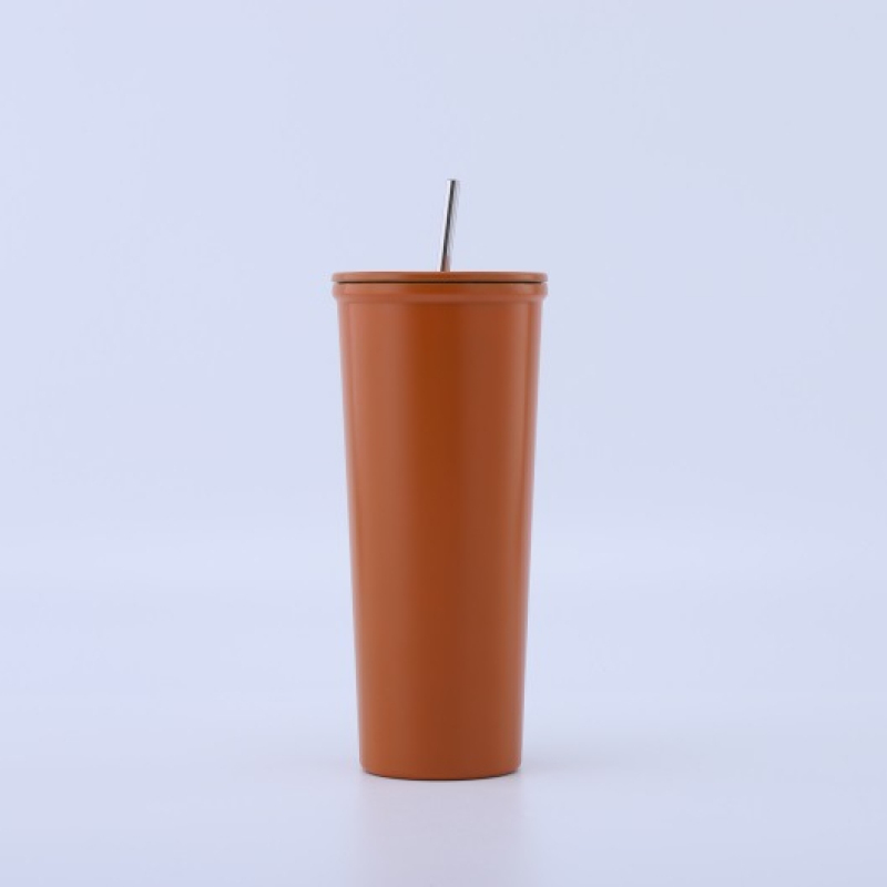 Custom 304 Stainless Steel Vacuum Insulation Outdoor Coffee cup Leisure Tumbler Cup with Straw