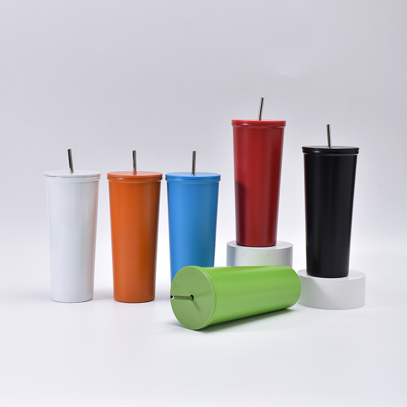 Custom 304 Stainless Steel Vacuum Insulation Outdoor Coffee cup Leisure Tumbler Cup with Straw