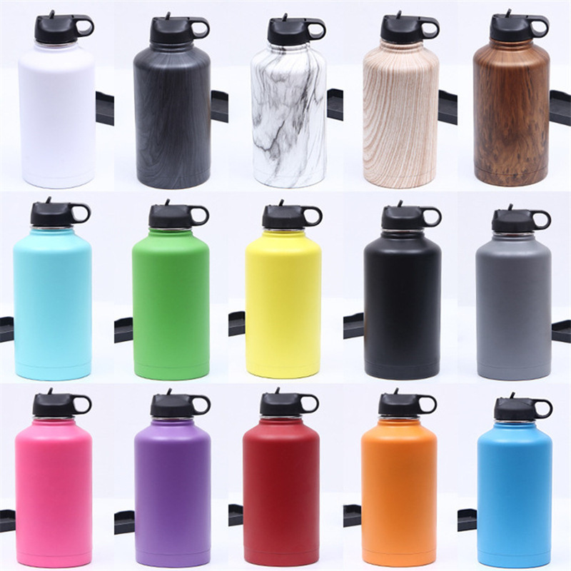 Eco-friendly Stainless Steel Wide Mouth Vacuum Flasks Insulated Thermos For Outdoor With Multiple Lids Sport Water Bottle