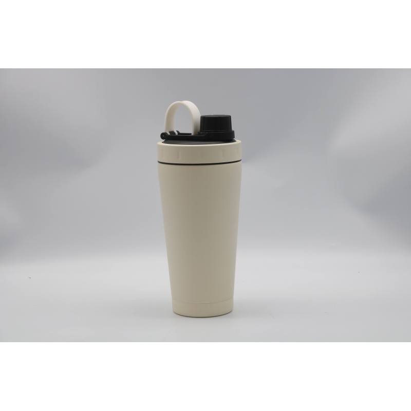 600ml Stainless Steel Double Wall Vacuum Flask Insulated Protein Shaker With Metal Ball For GYM