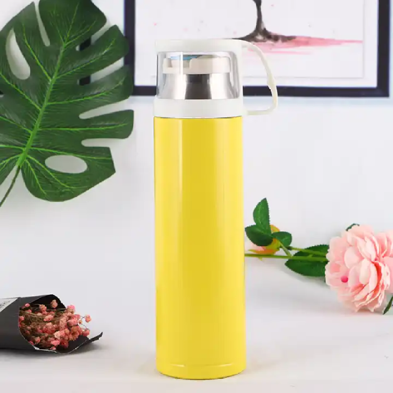 Wholesale custom double stainless steel vacuum travel thermos with portable lid cups