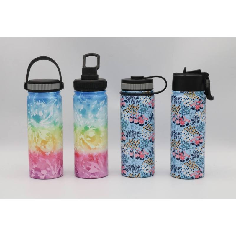 Double Wall Insulated Stainless Steel Camp Sports Wide Mouth Vacuum Flask With Flat Lid