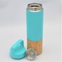 New bamboo base handle water bottle 304 Stainless Steel Portable Outdoor Sports Water Bottle  Bamboo Shell Thermos