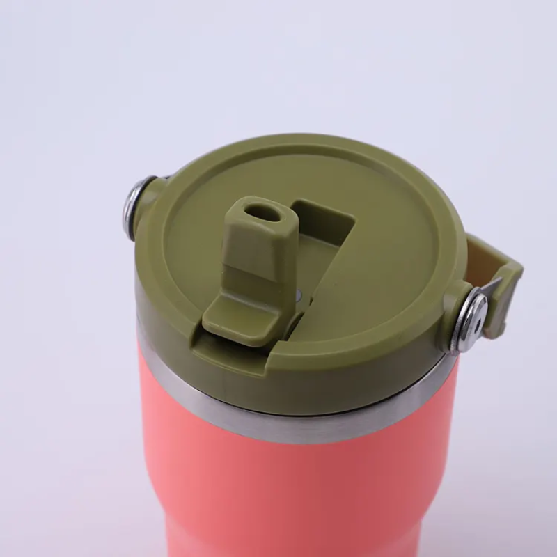 Custom Logo 20 30 Oz Travel Coffee Mug Stainless Steel 30oz Thermos Cup Flip Straw Tumbler With Handle