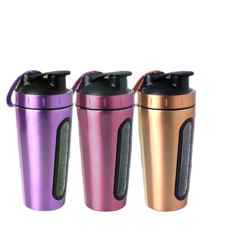 600ml stainless steel gym visible window single shaker cup