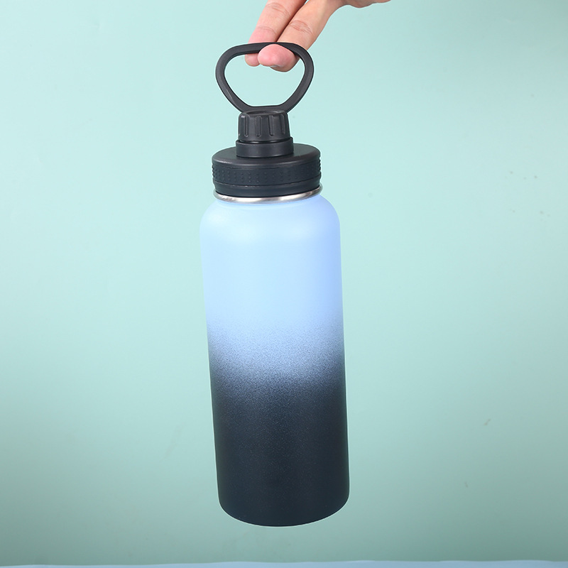 Stainless Steel Wide Mouth Vacuum Flasks Insulated Thermos For Outdoor With Multiple Lids Sport Water Bottle