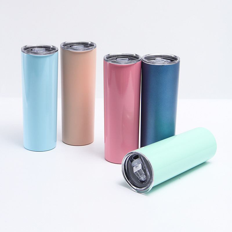 Sublimation 20/30 OZ Skinny Stainless Steel Color Changing Thermos Bottle Insulated Flasks Vacuum Mug Straight Tumbler