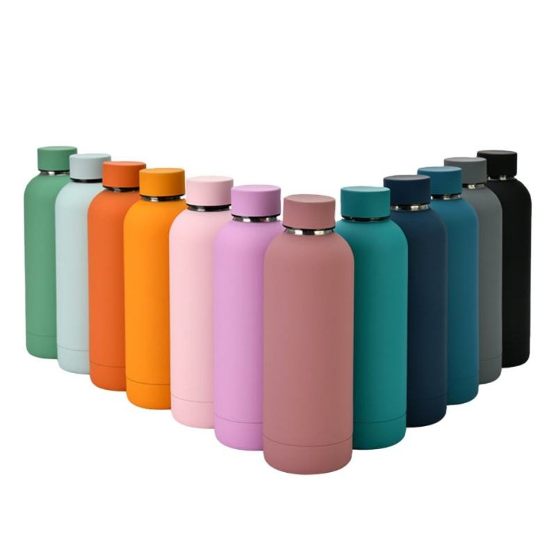500ml Double Wall Vacuum Flask Rubber Paint Matte Soft Touch Stainless Steel Thermos Water Bottle