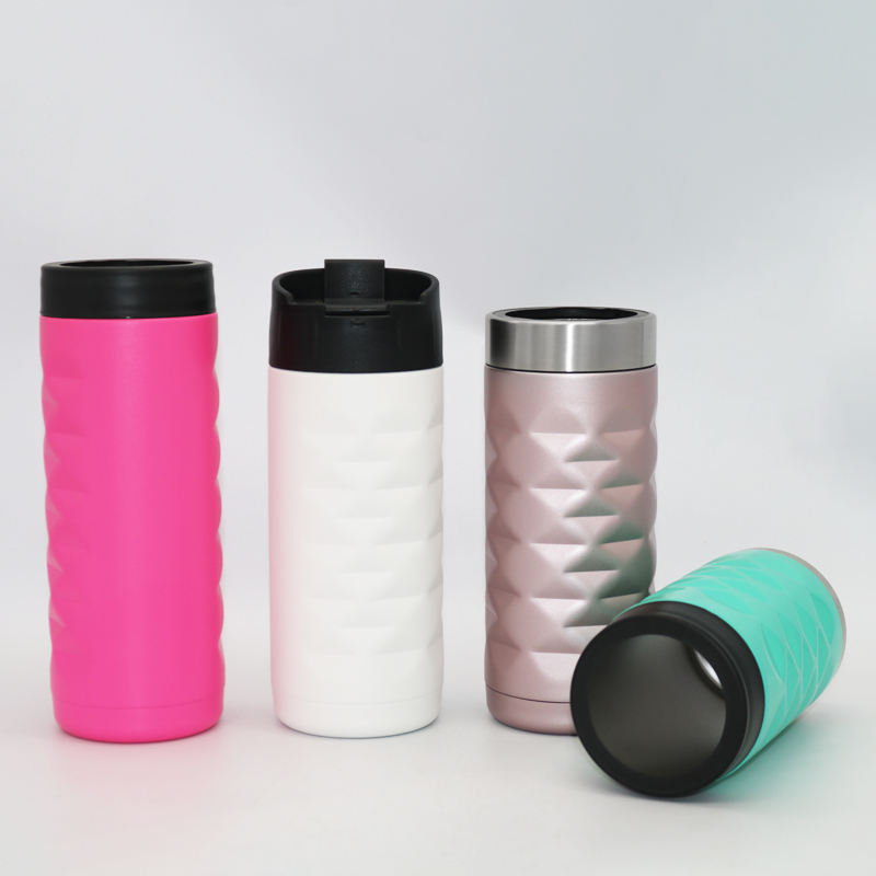 Free Sample New Design Double Wall Stainless Steel Diamond Shape Thermos Vacuum Insulated Can Cooler