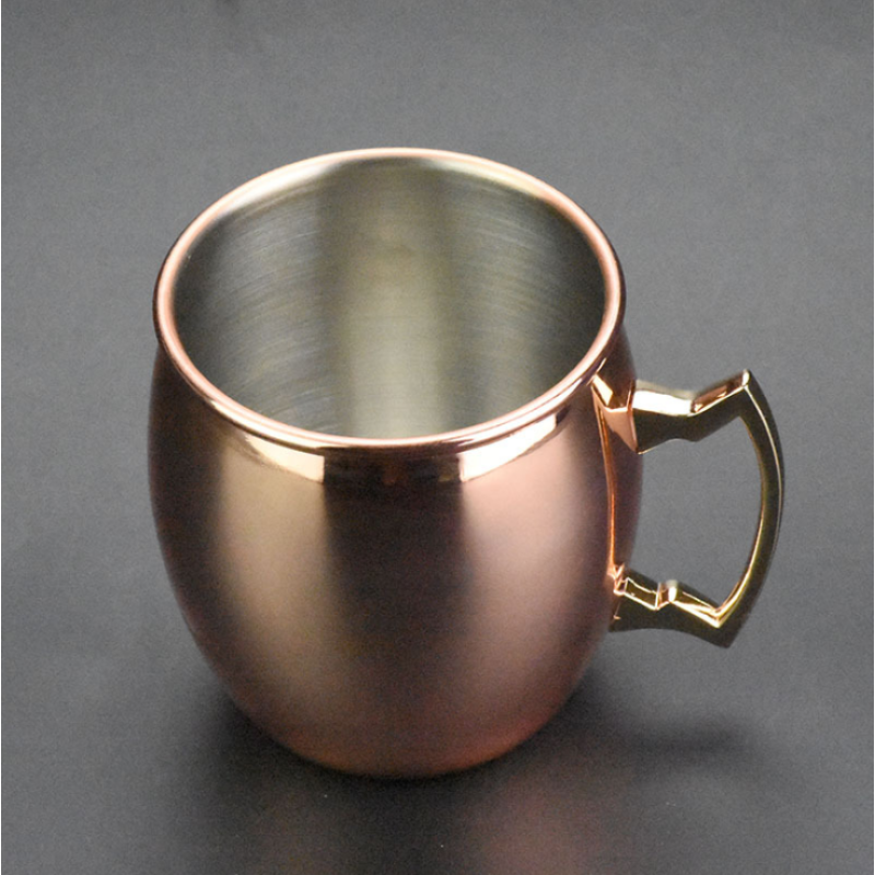 Wholesale food grade 18/8 304 stainless steel beer mug single wall copper mug stainless steel tumbler with handle