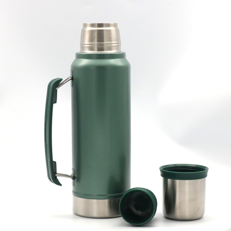 1000ml  double wall stainless steel canteen bottle vacuum thermo with hammerstone painting
