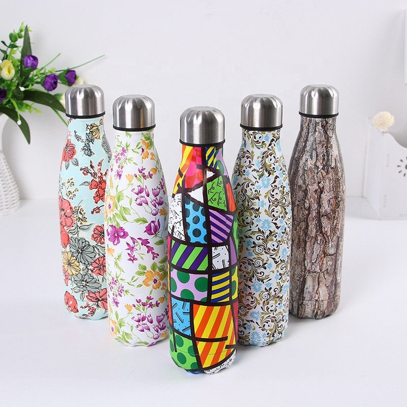 Custom Logo Eco Friendly 500ml Vacuum Sports Double Wall Copper Stainless Steel Thermo Cola Shape Drink Insulated Water Bottles