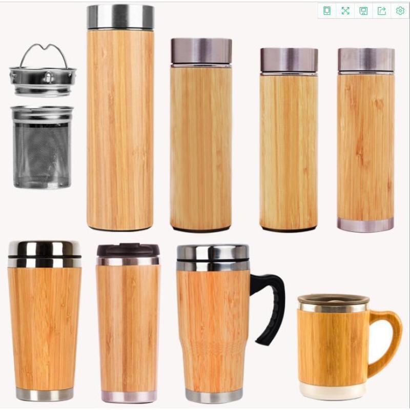 Eco Friendly Stainless Steel Triple Wall Vacuum Flask Insulated With Bamboo sleeve Water Bottle