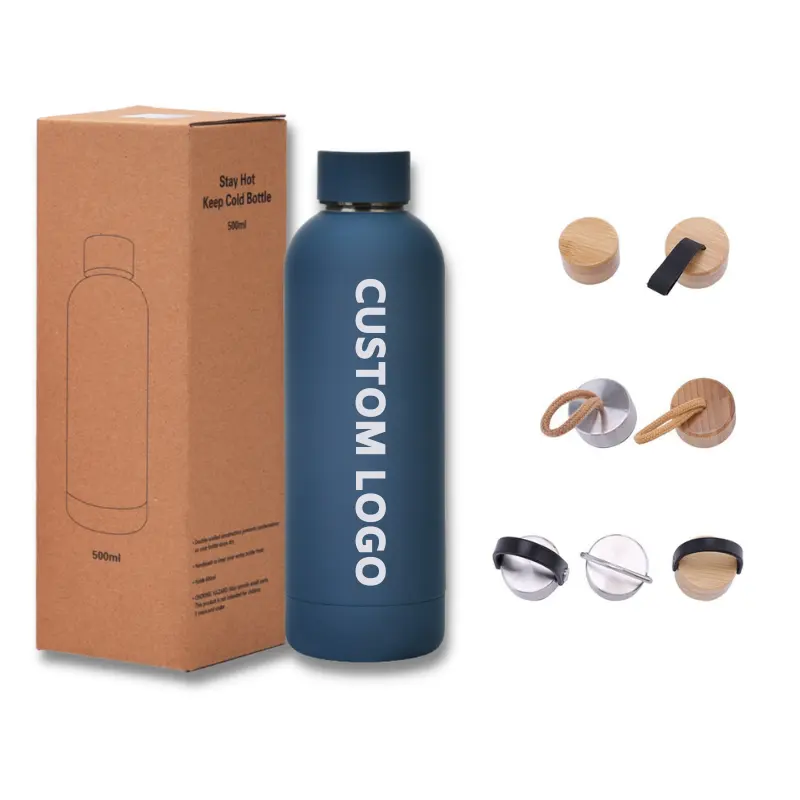 Custom Logo Double Wall Vacuum Insulated Bottles Small Mouth 350ml 500ml 750 1000ml Stainless Steel Sports Water Bottle