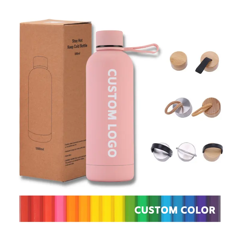 Custom Logo Double Wall Vacuum Insulated Bottles Small Mouth 350ml 500ml 750 1000ml Stainless Steel Sports Water Bottle