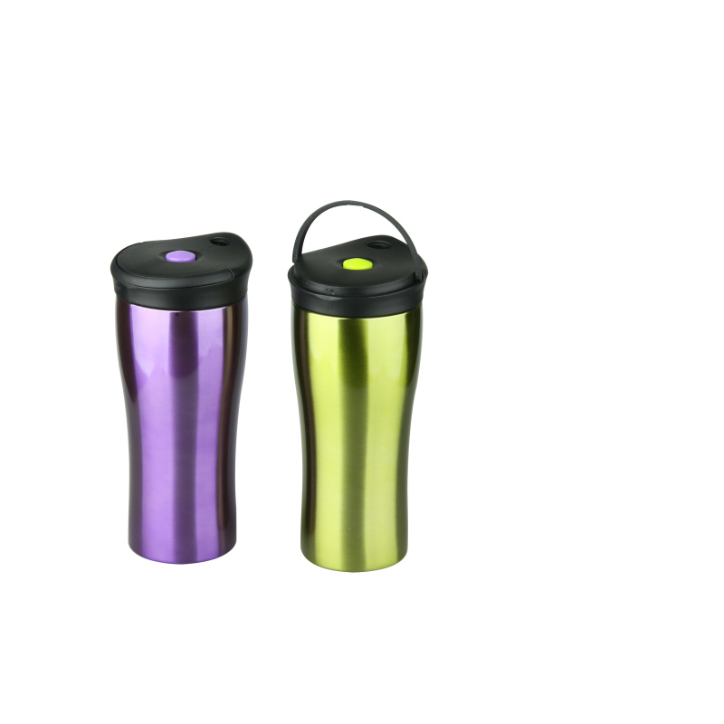 High Quality Double Wall Insulated Wholesale Reusable Coffee Tumbler with Hand Grip and Lid