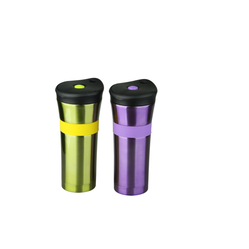 High Quality Double Wall Insulated Wholesale Reusable Coffee Tumbler with Hand Grip and Lid