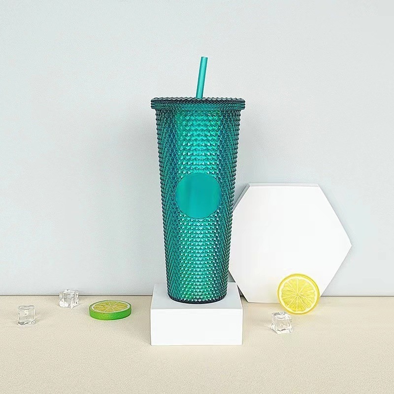 High Quality Double Wall Capacity Studded Pinch Cup 22OZ Fashion Creative AS Straw Durian Plastic Cup