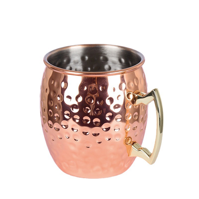 Party Bar Hammer Point Moscow Mule Copper Cup With Handle Stainless Steel Beer Drinking Cocktail Copper Mugs
