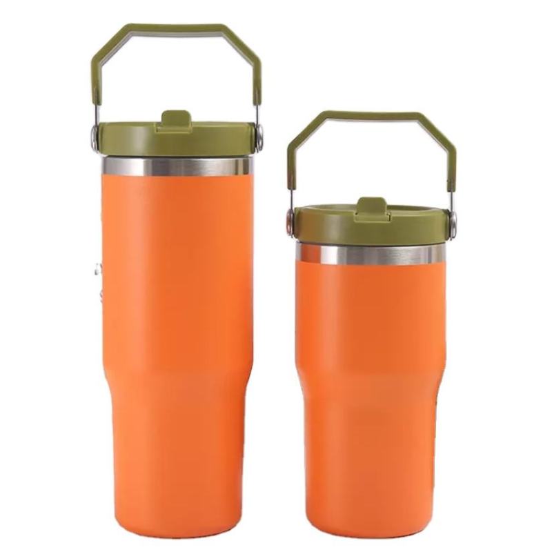 Eco-friendly Double Wall Thermos Vacuum Insulated Flask Stainless Steel Travel Mug With Handle Lid Tumbler