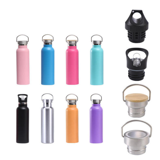 Eco-friendly Stainless Steel Double Wall Vacuum Cup With Multiple Lids Insulated Thermos Drink Flask Water Bottle