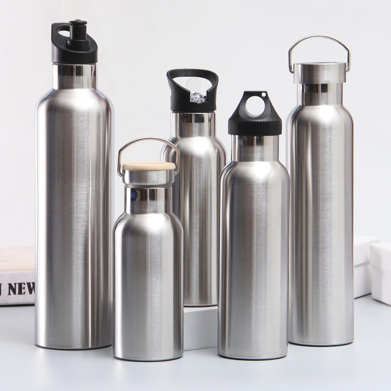 Eco-friendly Stainless Steel Double Wall Vacuum Cup With Multiple Lids Insulated Thermos Drink Flask Water Bottle