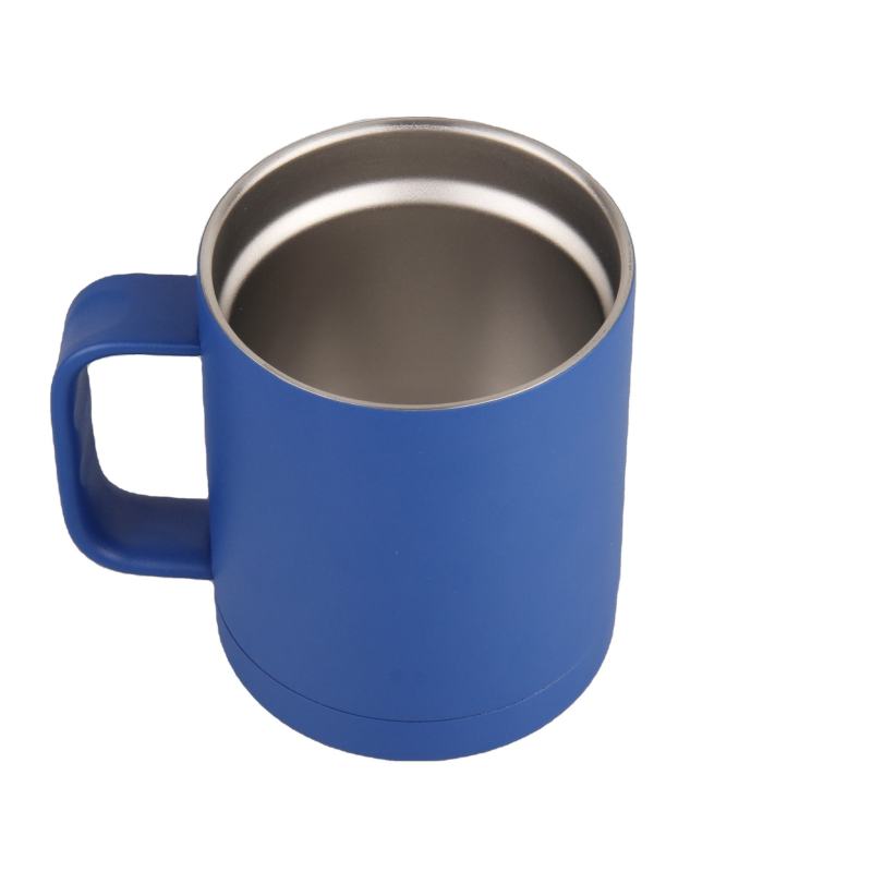 14oz Powder Coating Custom Travel Coffee Mug Vacuum Stainless Steel Mug With Handle And Lid