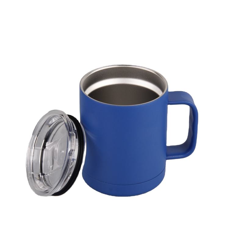14oz Powder Coating Custom Travel Coffee Mug Vacuum Stainless Steel Mug With Handle And Lid