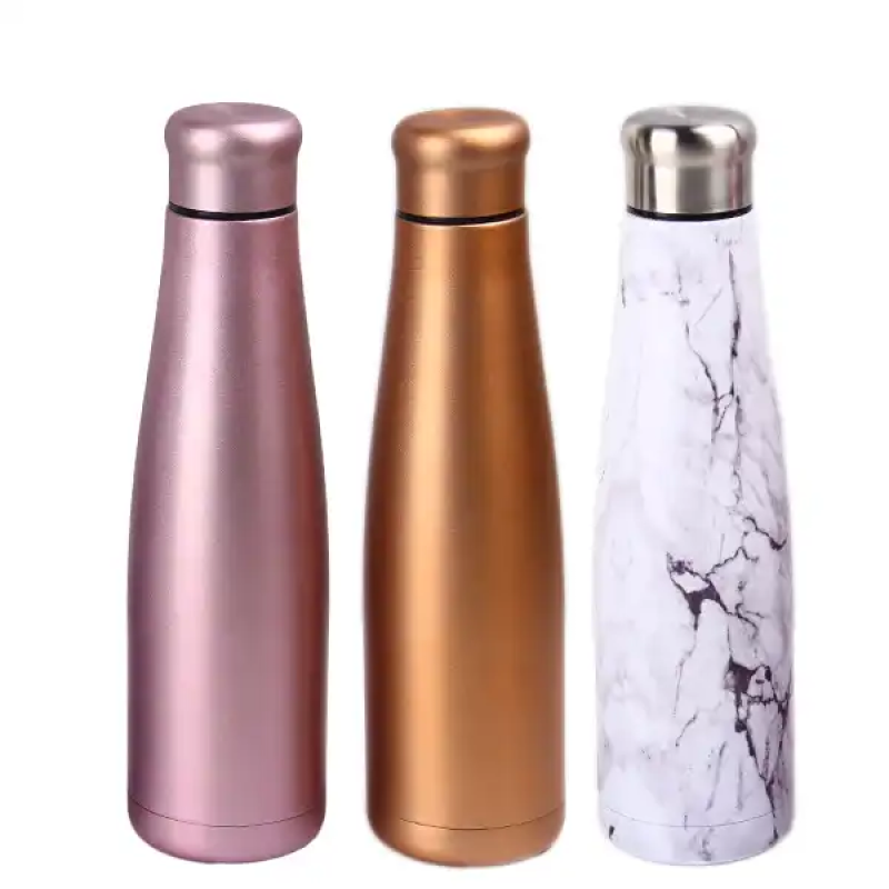 Newly designed vacuum insulated double wall 550ml cola shaped stainless steel water bottle