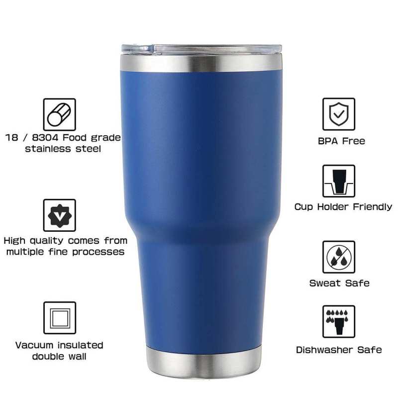 30oz Double Wall 18/8 Stainless Steel Tumbler Insulated Coffee Cup with Slider Lid Outdoor Camping