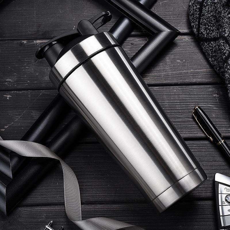 Factory Wholesale Stainless Steel Single Wall Sport Flask Protein Shaker Flask With Ball For GYM Water Bottle
