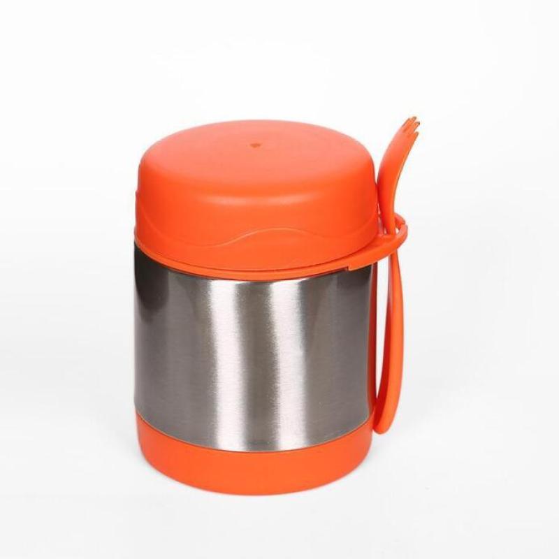 Hot Selling 350 ml Customized Logo Food jar Double Wall Food Flask Vacuum Lunch Box For Kids r with Food Grade fork