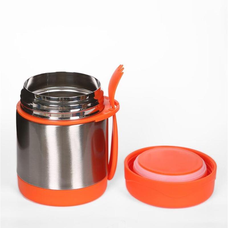 Hot Selling 350 ml Customized Logo Food jar Double Wall Food Flask Vacuum Lunch Box For Kids r with Food Grade fork