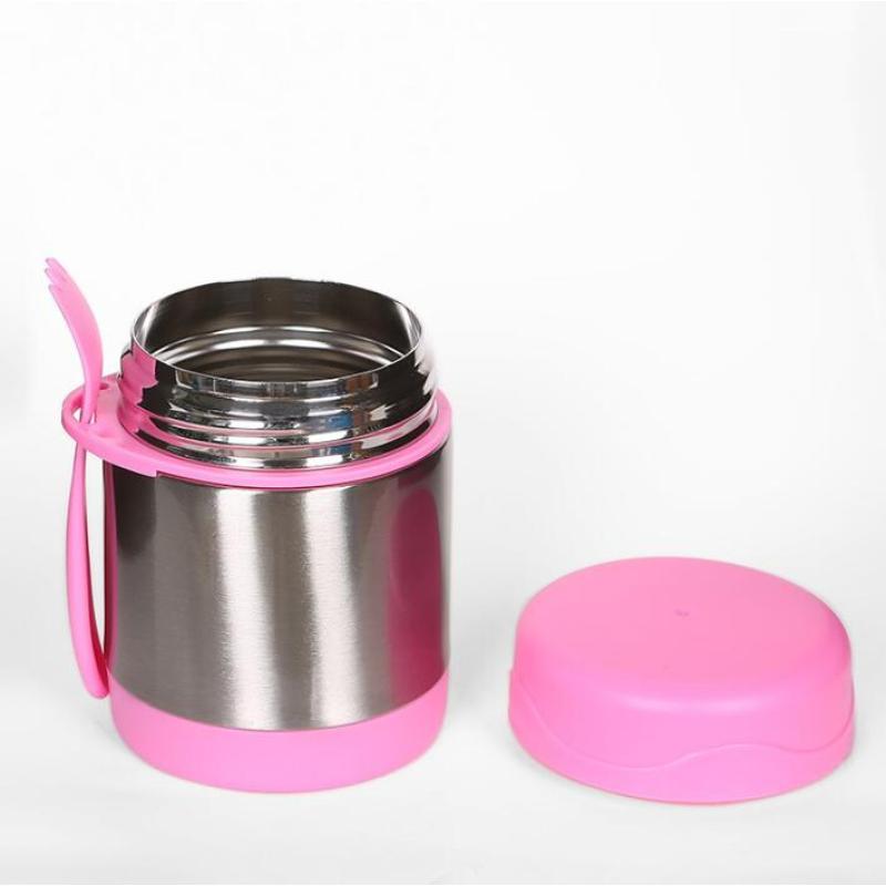 Hot Selling 350 ml Customized Logo Food jar Double Wall Food Flask Vacuum Lunch Box For Kids r with Food Grade fork