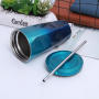 New Selling Products 16oz Stainless Steel Glass Coffee Cup Double Wall Vacuum Color Glass Tumbler With Straw