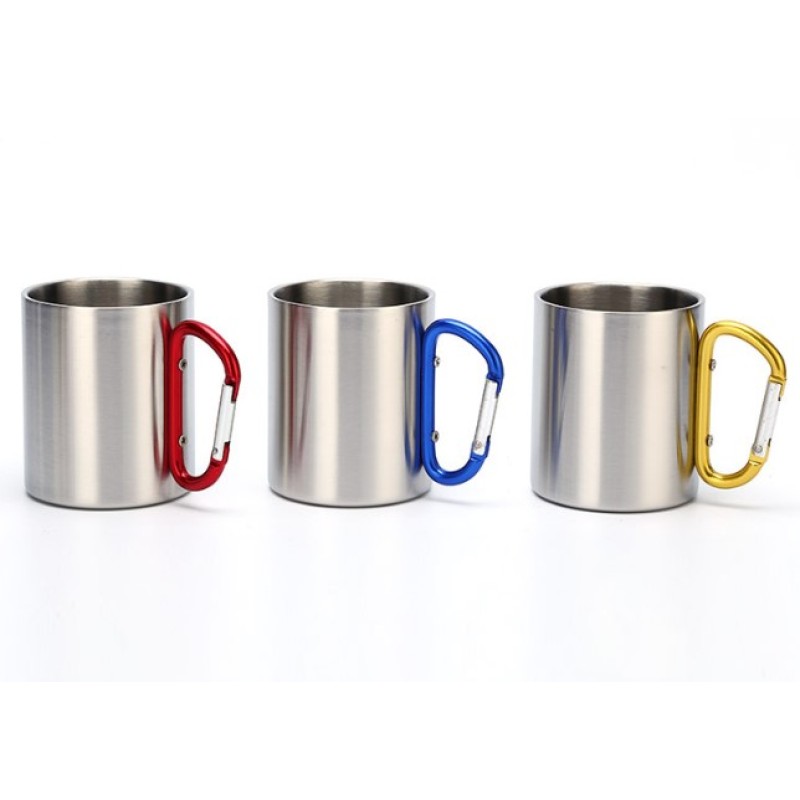 Eco friendly Double Wall Stainless Steel Beer Cup With Carabiner Handle Travel Mug
